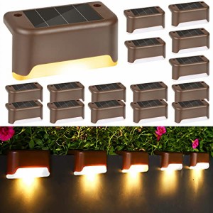 ソーラーデッキライト 屋外 16個 ソーラーステップ LED 防水照明 屋外デッキ パティオ 階段 庭 通り道 車道用 温白色