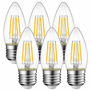 シャンデリア電球 E26口金 60Ｗ形相当 806LM LED フィラメント電球 2700K電球色 蝋燭型 クリア電球 省エネ 6W C35 PSE認証済み 3年保証 6