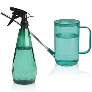 T4U 霧吹き じょうろ セット 1000ML プラスチック製 植物 園芸 掃除 透明 インテリア（グリーン）