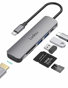 USB C ハブ アダプタ 6-in-1 Lvdou マルチポート USB ハブ Type-C 85W PD充電 4K HDMI Micro SD / SDカードリーダー USB-C 交換アダプタ 