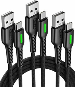 INIU USB C ケーブル (3本セット 0.5m+1m+3m) QC 3.0 対応 3.1A 急速充電 超高耐久 高速データ転送 高耐久ナイロン編み タイプC USB-C 充