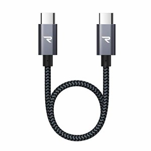 RAMPOW USB Type C ケーブル 短い【20CM 黒 持ち運び便利/PD3.0&QC3.0超高速充電】高速データ転送 高耐久ナイロン usbc usbc ケーブル Ma