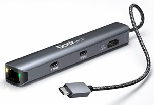 Dockteck 6-in-1 usb ハブ type-c, usb c ハブ 4K@60Hz HDMI ポート PD 100W USB-cポート 2×USB 3.0 1Gbpsイーサネット ポート搭載 type