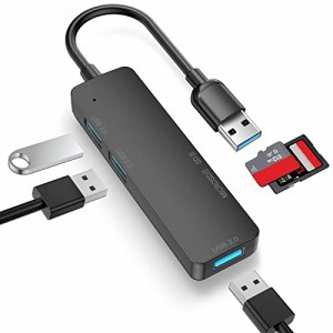 USB 3.0ハブ バスパワー LUONOCAN 小型スリムのUSBアダプター USB3.0/2.0ポート TF/SDカードリーダー 増設マルチハブ,ps3/4/5 ぱそこんな