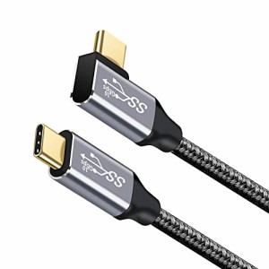 USB type C ケーブル L字 1M タイプc 充電 USB3.1 Gen2(10Gbps) 100W PD急速充電 4K / 60Hz映像出力 ナイロン編みMacBook、Pad、Surface