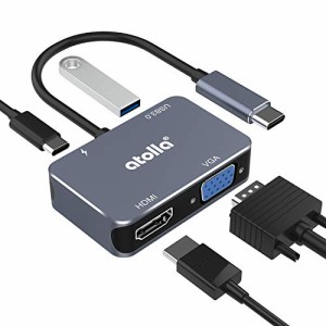 USB C ハブ,atolla USB Type C HDMI 変換アダプター 「4K@30Hz HDMI+1080P VGA+USB3.0 5Gbps+60W出力 TYPE-C Power Delivery」USB-C to H