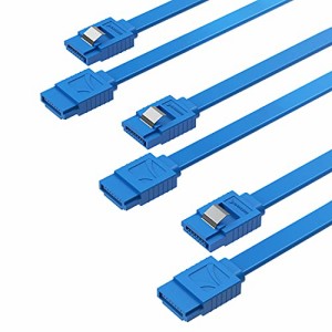 Sabrent SATA3ケーブル6 Gbit/s対応「ストレート型コネクタ」3本セット、HDD/SSD/CD/DVD増設、ラッチ付、 50cm ブルー (CB-SFB3)