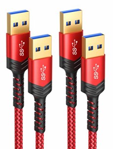 JSAUX USB 3.0 ケーブル【1M+2M 】2本セットUSB 3.0 A (オス) - A(オス) USB to USBケーブル 金メッキコネクタ HDDエンクロージャ、カメ