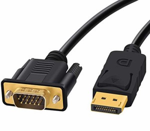 Displayport VGA 変換 ケーブル 1.8m 標準 DP-VGA ケーブル 1080P デュアル ディスプレイ 対応 堅牢化仕様 金メッキ コネクタ DP to VGA 