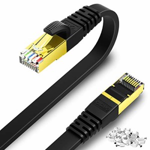 8m KASIMO CAT8 LANケーブル カテゴリー8 フラット 40Gbps 2000MHz SFTP RJ45 超高速 金メッキコネクタ 二重シールド 爪折れ防止 ADSL回