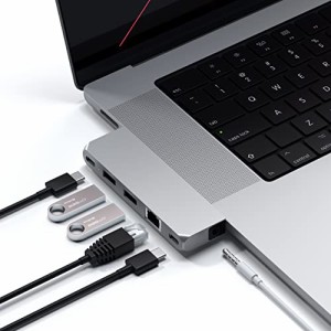 Satechi USB-C PROハブ ミニ 6-in-2 (シルバー) USB4 USB-A/Cデータ イーサネット 音声ジャック (2021 MacBookPro 14/16インチなど対応)