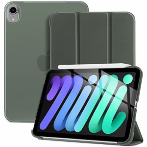 ProCase iPad Mini6 ケース 2021 8.3インチ、スリム 三つ折りスタンド ハードバックカバー、適用機種：iPad Mini 6世代 2021 -オリーブグ