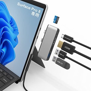 Surface Pro 8 USB ハブ USB-C Thunerbolt 4 (ディスプレイ+データ+PD充電) + 4K HDMIポート + USB3.0 + USB2.0 + TF (Micro SD) カード