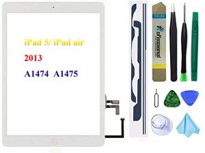 ホワイトタッチスクリーン交換用 iPad 5/iPad Air 2013 9.7インチ A1474 A1475 A1476 デジタイザーガラスアセンブリ ホームボタン + プリ