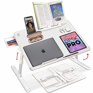 Cooper Cases Desk Pro 折りたたみ ローテーブル ベッド テーブル 高さ調整 角度調整 折り畳み デスク パソコン 机 (ホワイト)