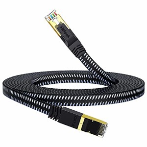 HiiPeak 3m CAT8 LANケーブル フラット カテゴリー8 超高速 40Gbps 2000MHz イーサネットケーブル ナイロンメッシュ RJ45コネクタ 金メッ