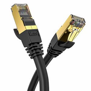 2m Veetop CAT8 LANケーブル カテゴリ-8 超高速 防水 難燃 耐磨 耐候性 金ツメ RJ45コネクタ ギガビット 40Gbps 2000MHz 26awg 爪折れ防