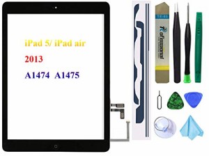 ブラックタッチスクリーン交換用 iPad 5/iPad Air 2013 9.7インチ A1474 A1475 A1476 デジタイザーガラスアセンブリ ホームボタン + プリ