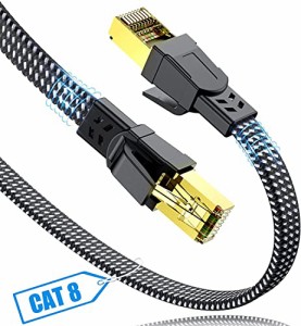 LANケーブル 5m, SWECENT CAT8 カテゴリー8イーサネットケーブル RJ45フラットネットワーク lanケーブル 26AWG 超高速 最大40GbpsBASE-T