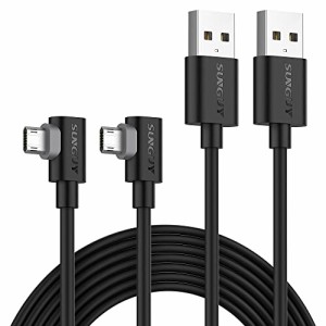 SUNGUY Micro USB ケーブル L字 2M 【2本組】両面挿し 急速充電 データ転送 マイクロ usb ケーブル l字型 Samsung Galaxy S6 S7 Edge S5 