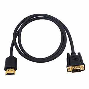 Duttek HDMI to VGA 変換ケーブル, HDMIオス to VGAオス変換アダプタケーブル 金メッキコネクター 音声転送 1080P (黒) (HDMI to VGA 1m)