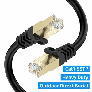 LANケーブル 30M CAT7, UGOMI 屋外 カテゴリー7 イーサネットケーブル 工業階級 三重遮蔽 SSTP 10Gbps 600MHz UV/防水、直接埋葬、PEジャ