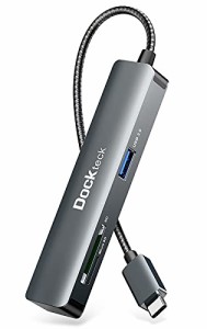 USB C ハブ Dockteck USB-C アダプタ 5-in-1 USB Type Cマルチポート ハブ 4K HDMIポート 2つのUSB 3.0ポート SD / Micro SDカードリーダ