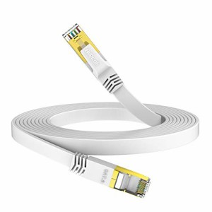 HiiPeak 0.5m CAT8 LANケーブル フラット カテゴリー8 ホワイト 超高速 40Gbps 2000MHz イーサネットケーブル RJ45コネクタ 金メッキ SFT