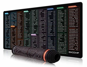 EXCOVIPラージゲーミングマウスパッドXXLサイズ900x400mm防水エクステンションマウスパッドブラックイングリッシュショートカットキーデ