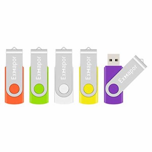 5 X 32GB USBメモリ Exmapor USBフラッシュドライブ 回転式 五色（オレンジ、緑、白、黄、紫）