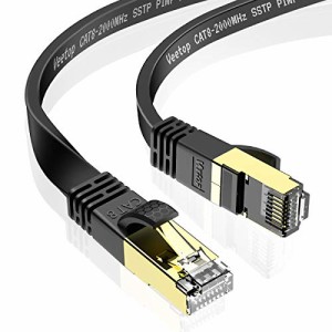 Veetop 0.5m LANケーブル CAT8 カテゴリ8 フラット 鍍金コネクタ RJ45 爪折れ防止 難燃性 耐候性 超高速 40Gbps 2000MHz 26AWG 二重シー