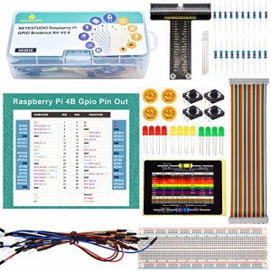 KEYESTUDIO GPIO ブレークアウトキット Raspberry Pi 4 4b 3 3b+用 はんだなしブレッドボード GPIOケーブル LED 抵抗器 ボタン ティーン