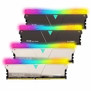 【4枚セット】v-color Hynix IC デスクトップPC用 ゲーミングメモリ 2+2 RGB (発光型) DDR4-3200MHz PC4-25600 32GB (16GB×2枚) U-DIMM 