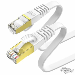 20m KASIMO LANケーブル CAT7 フラット 薄い型 10Gbps 600Mhz//s 高速 有線lanケーブル STP 金ツメ 爪折れ防止 RJ45 wifiケーブル カテゴ