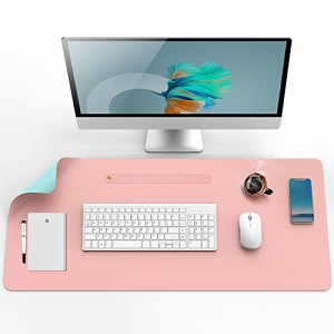 マウスパッド 大型 ピンク PUレザー デスクマット 80 cm x 40 cm 両面 防水 オフィスデスクパッド テーブルマット ラップトップマット お
