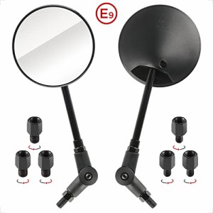 Evermotor バイクミラー 10mm 8mm左右セット 正/逆ネジ アダプター 折りたたみ式バックミラー