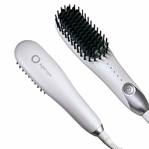 アゲツヤ ポータブル ミニブラシアイロン QS-17108-W 海外対応 コームアイロン ヘアアイロン (White)