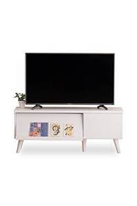 JKプラン テレビ台 ローボード 40インチ 40型 幅105 高さ45 テレビボード フラップ扉 引き出し 収納 モダン ホワイト FTV-0015-WH 標準