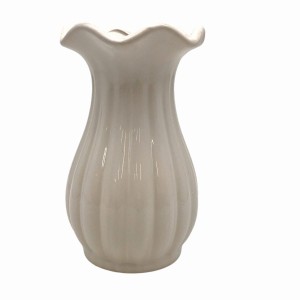 フラワーベース ヨーロピアン 花のつぼみ風 パステルカラー 陶器製 (大, ホワイト)