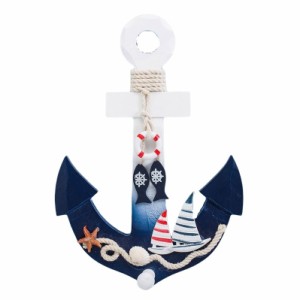 壁掛けオブジェ 錨 イカリ ヨットや魚の装飾 マリン風 フック付き