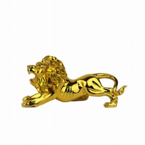 置物 獅子 ライオン 美しい輝き 躍動感 (ゴールド, 小サイズ)