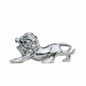 置物 獅子 ライオン 美しい輝き 躍動感 (シルバー, 小サイズ)