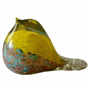 置物 ぽっちゃりとした小鳥 立体的な模様 ガラス製 (Cタイプ)