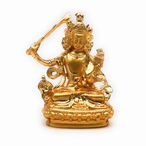 置物 仏像 文殊菩薩 マンジュシュリー 美しく輝く金色 ミニサイズ