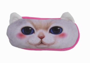 【訳あり】ポーチ ペンケース ネコの顔 かわいい耳 ダイカット (キュートな白猫)