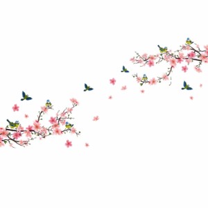 【訳あり】ウォールステッカー 和風 大きな桜の樹 小鳥さん