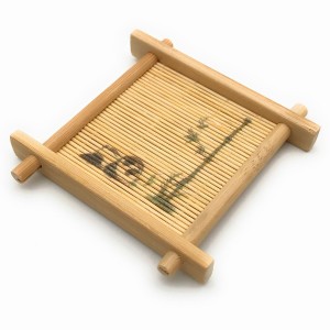 【訳あり】茶托 コースター 井の字型 和モダン 竹製 2枚セット (パンダと竹)