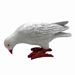 【訳あり】ガーデンオーナメント 置物 たたずむ白い鳩 (Cタイプ)