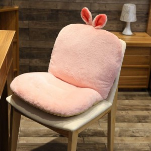 【訳あり】クッション 背もたれ付き座布団 椅子用 アニマル 立体的な耳の装飾 ふかふか セパレート可 (ウサギ)
