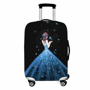 スーツケースカバー 後ろ姿の美しい女性 キラキラドレス (フラワー, Lサイズ)